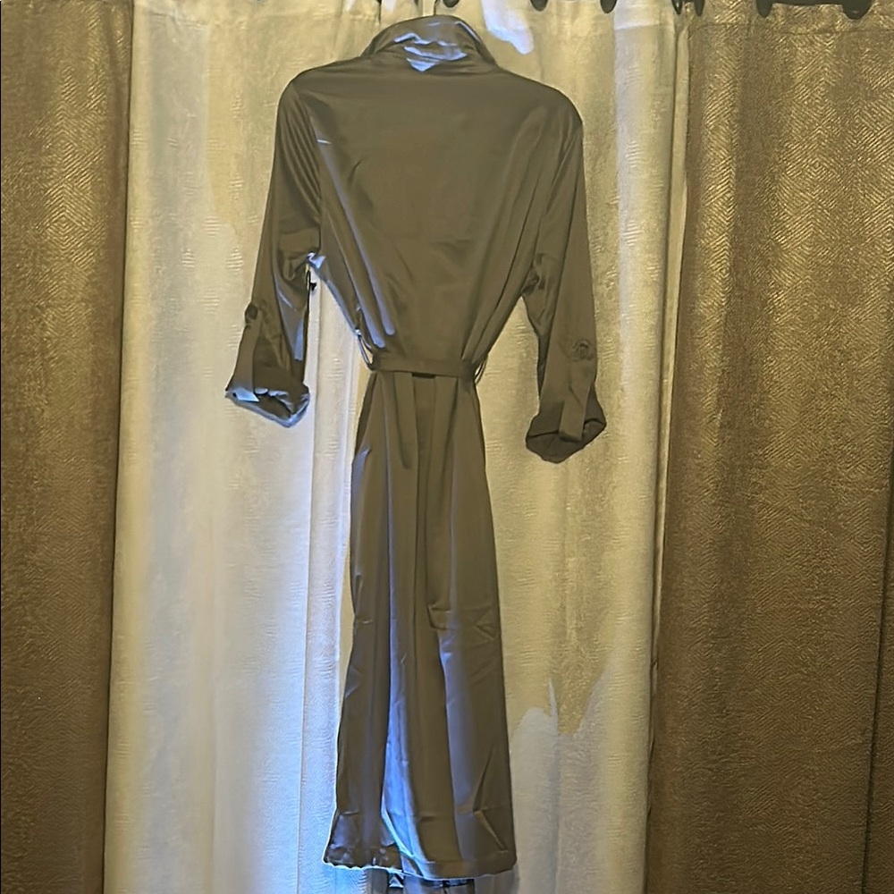 Chic Charcoal Satin Duster Coat